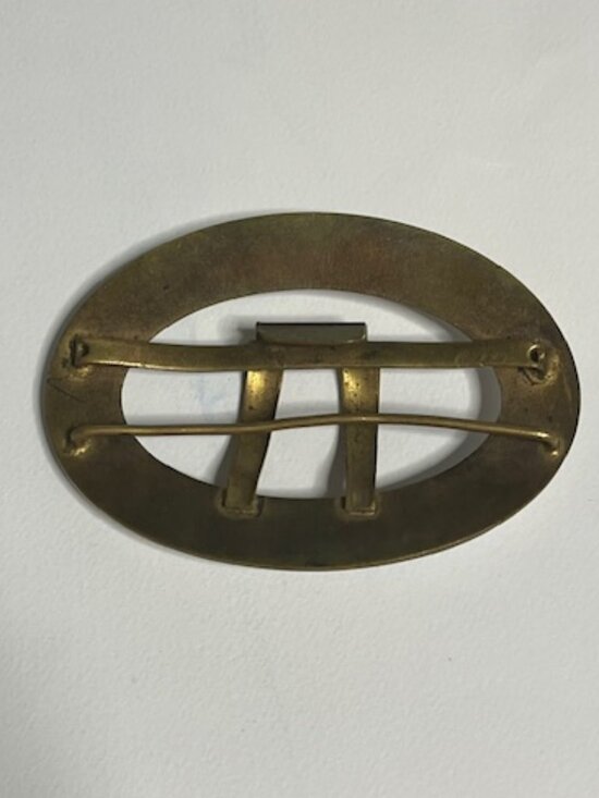 VTG Oval Enamel Floral & Brass Belt Scarf Belt Buckle Hand-Painted 3.5\